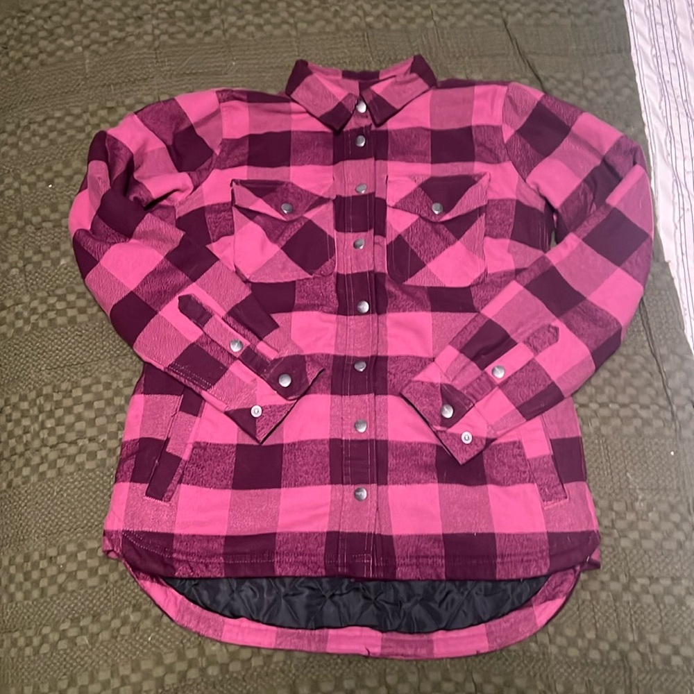 Duluth Trading Co Insulated Flannel Shirt Jacket Berry/Pink Small